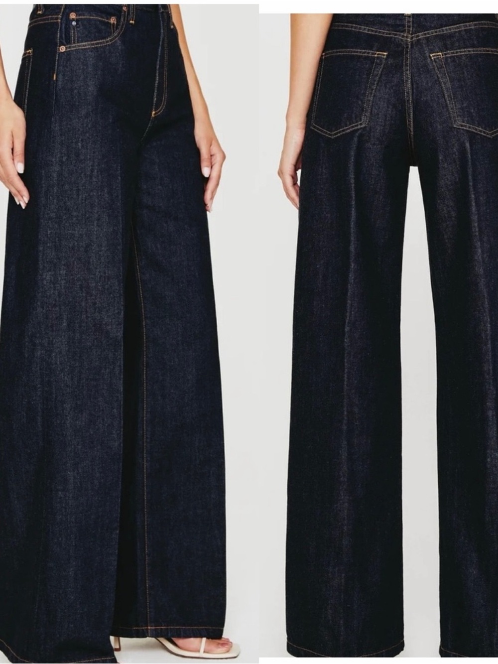 AG Adriano Goldschmied High-Rise Wide Leg Jeans in Dark Indigo selling as a set!